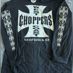 West Coast Choppers Long Sleeve Graphic Tee - Black/White vintage retro size xl
